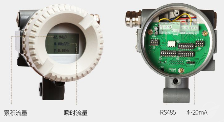 液体涡街气体流量计内部线路连接图